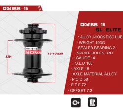 Novatec Ön Göbek Rulmanlı D041SB 32 Delik 15mm Sokma Mil - 2