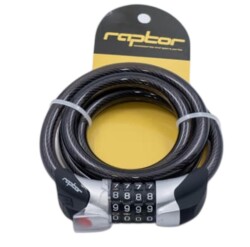 Raptor 12x1200 mm Şifreli Bisiklet Kilidi Işıklı Siyah