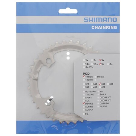 Shimano Deore FC-M532 / FC-M590  104mm BCD 36T  Orta Yaprak Dişlisi - 2