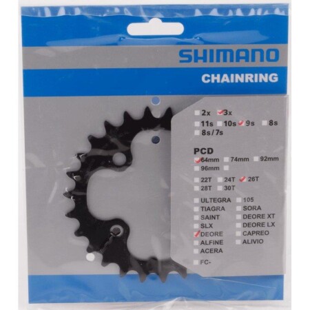 Shimano Deore FC-M590 / FC-M591  104mm BCD 26T Orta Yaprak Dişlisi - 1