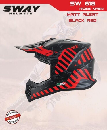 Sway Alert Full Face Tam Korumalı Kask (53-54cm) Siyah - Kırmızı - 2