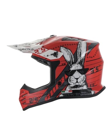 Sway Bunny Full Face Tam Korumalı Kask (53-54cm) Kırmızı - Beyaz - 1