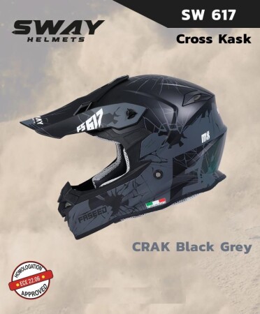 Sway Crak Full Face Tam Korumalı Kask (XL/61-62cm) Siyah - Gri - 2