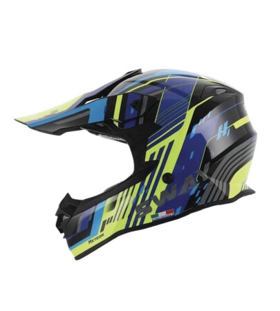 Sway Meteor Full Face Tam Korumalı Kask (XL/61-62cm) Sarı - Mavi - 1