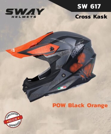 Sway Pow Full Face Tam Korumalı Kask (XL/61-62cm) Siyah - Turuncu - 2